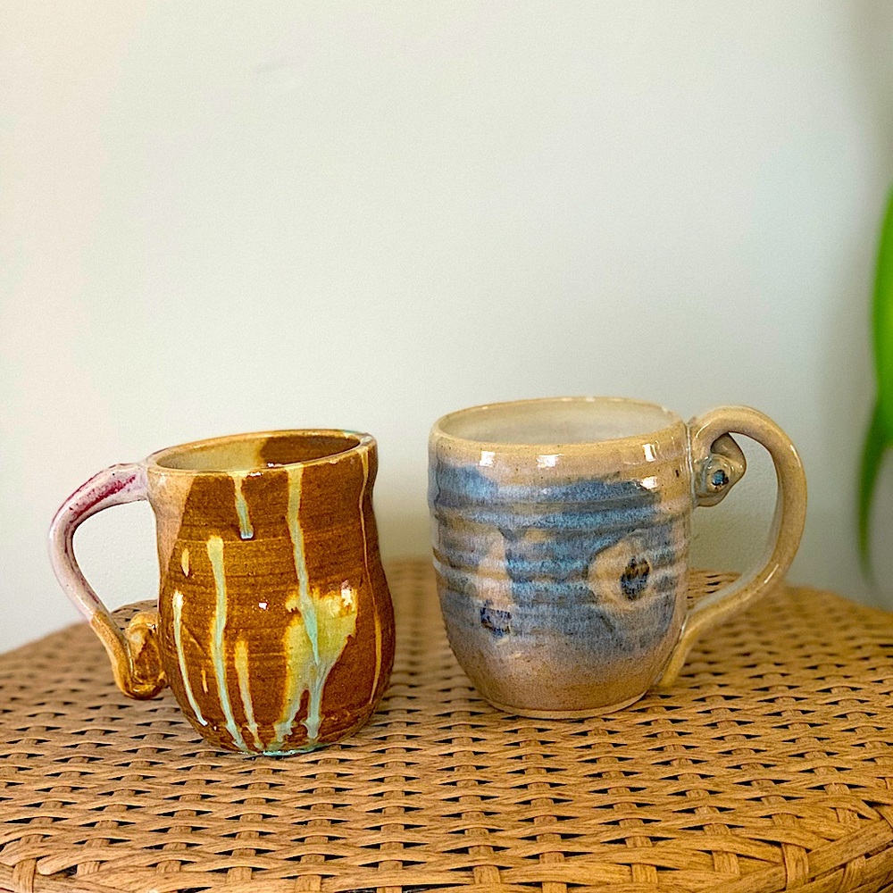 Two handmade ceramics mugs. Dishwasher safe.